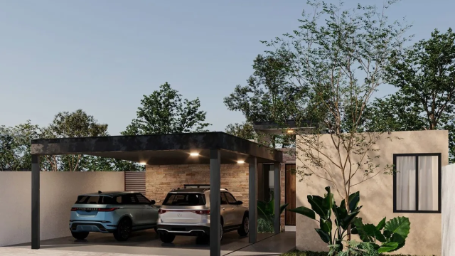 Casa de una planta dentro de privada con amenidades