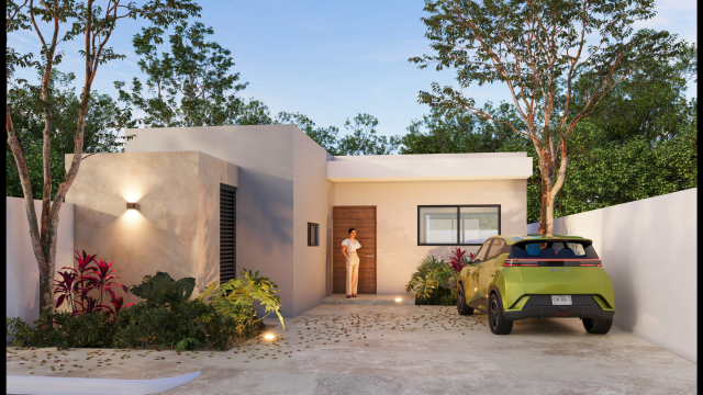 Preventa de casa residencial amplia y con jardín, de una planta, en Chichí Suárez.