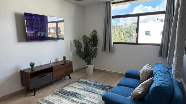 Departamento amueblado, de 1 recámara, 1.5 baños, en complejo con amenidades.