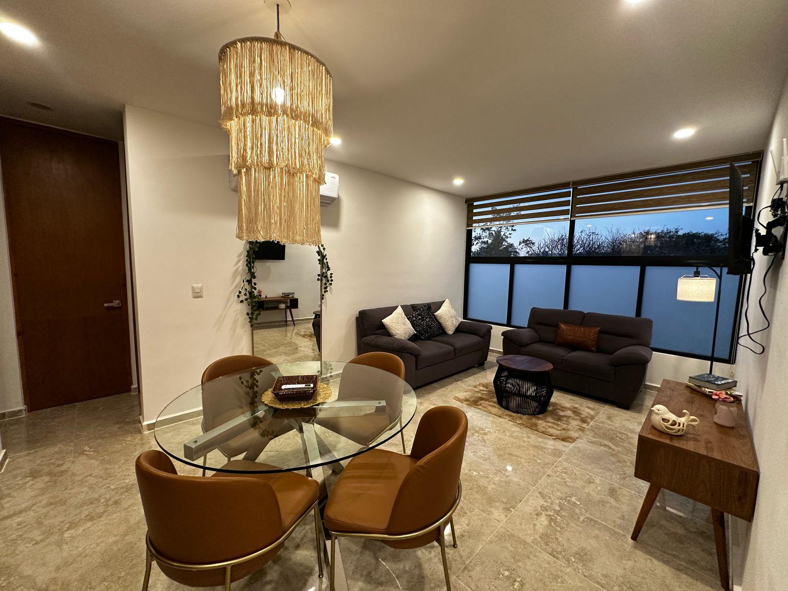 Departamento amueblado, en condominio, con amenidades, cerca de periférico.