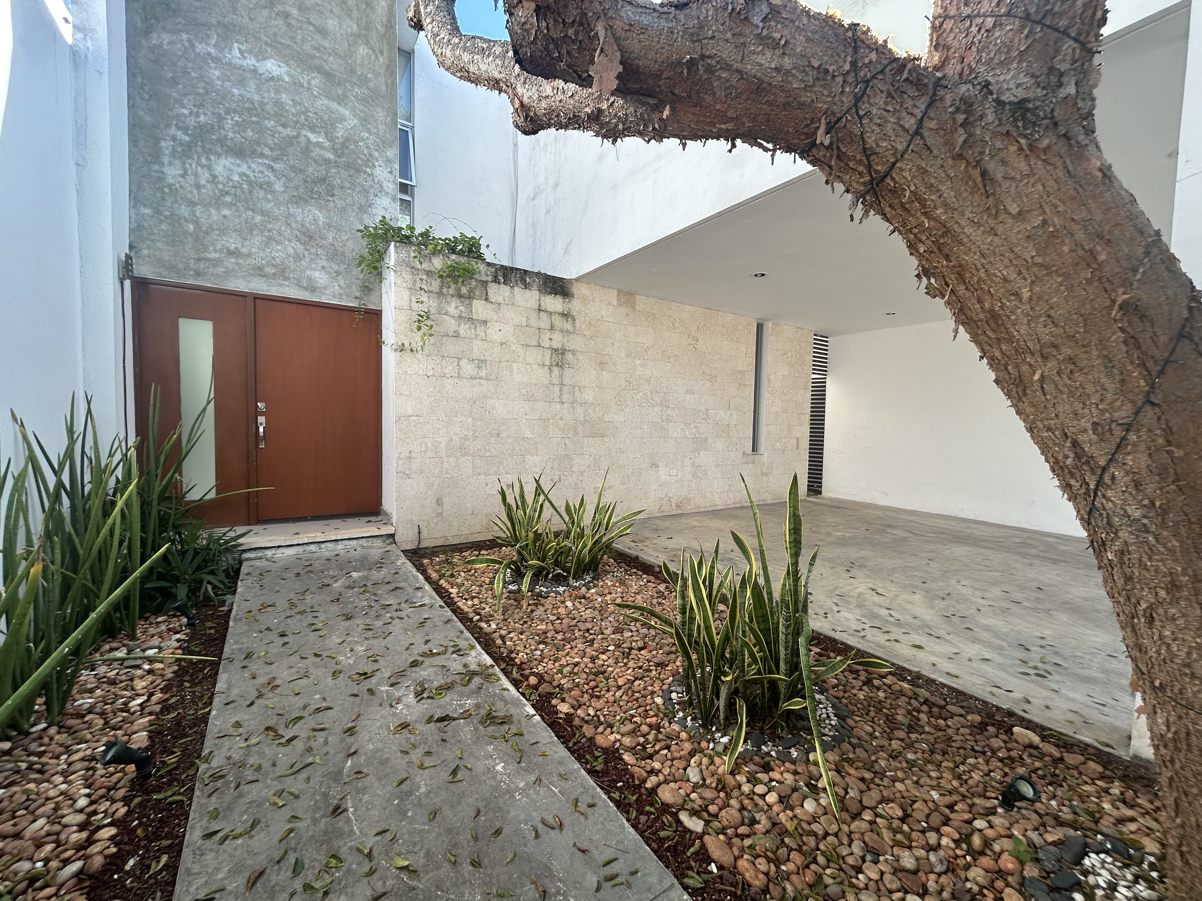 Casa de 3 recámaras, a pie de calle, en Temozon, con alberca y jardín.
