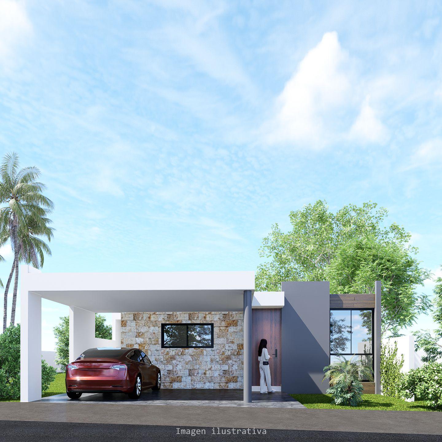 Casa de 1 planta, con paneles solares, dentro de privada en Cholul.