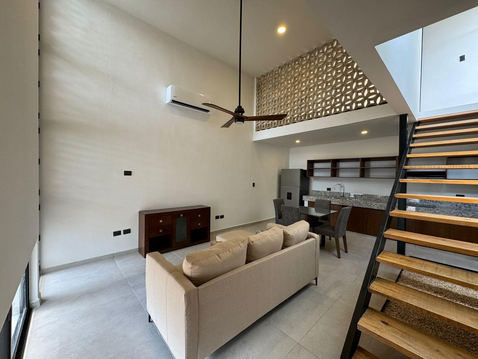 Departamento de 1 recámara, amueblado, con terraza, en privada con amenidades.